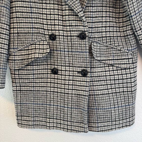 Nordstrom Treasure & Bond Plaid Double Breasted Heavyweight Plaid Coat Gray XS - Picture 4 of 11